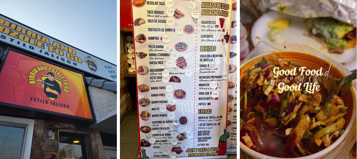 Birria and Pozole To Go Menu